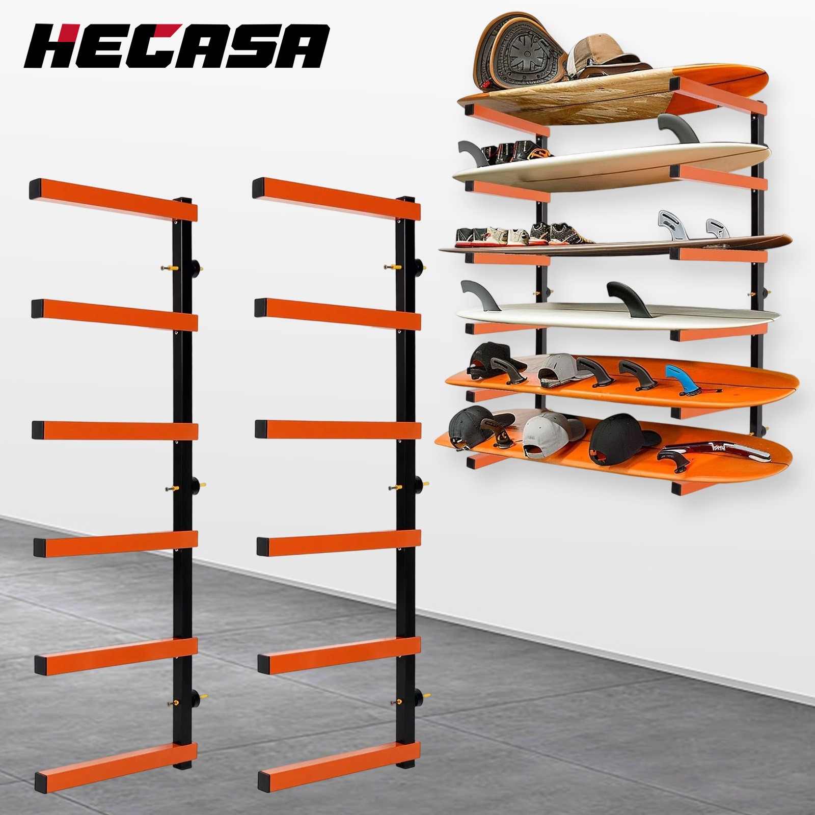 Wood Organizer Lumber Storage Rack Wall Mount with 6-Level Indoor & Outdoor Use