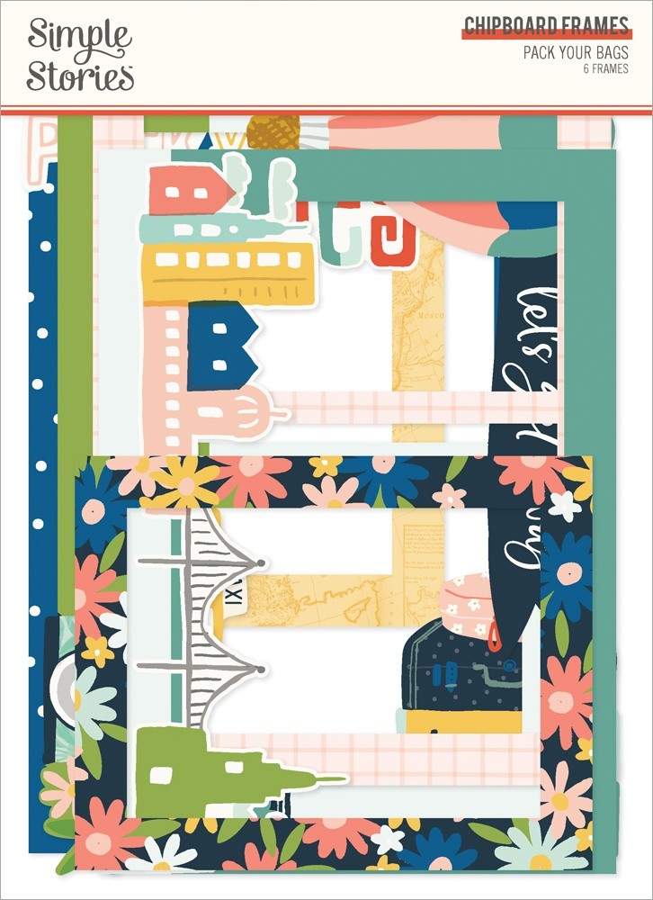 Pack Your Bags Chipboard Frames-6/Pkg - 3 Pack