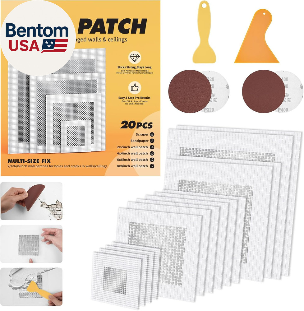 20 Pack Drywall Patch, 2/4/6/8 Inch Drywall Repair Patch, Large Hole Patch Repai