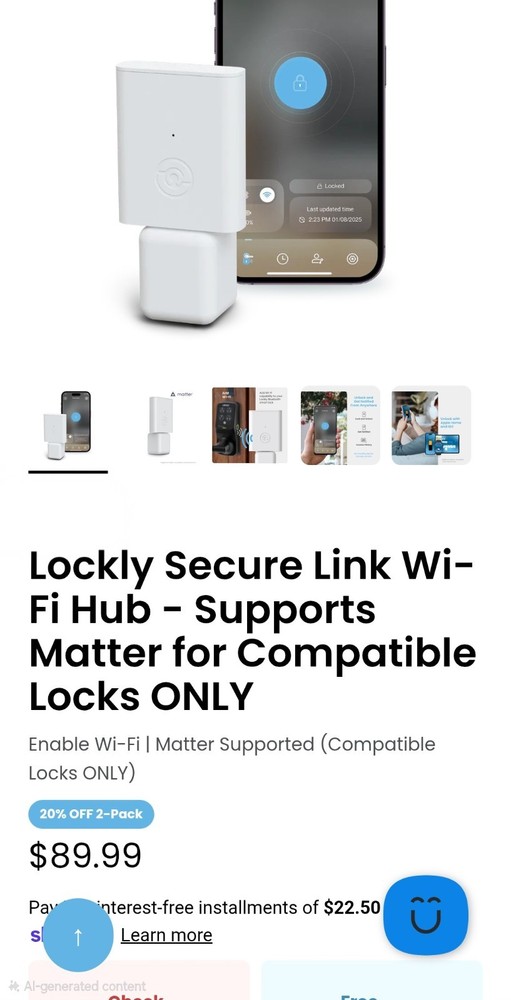 Lockly Secure Link Wi-Fi Hub PGH200