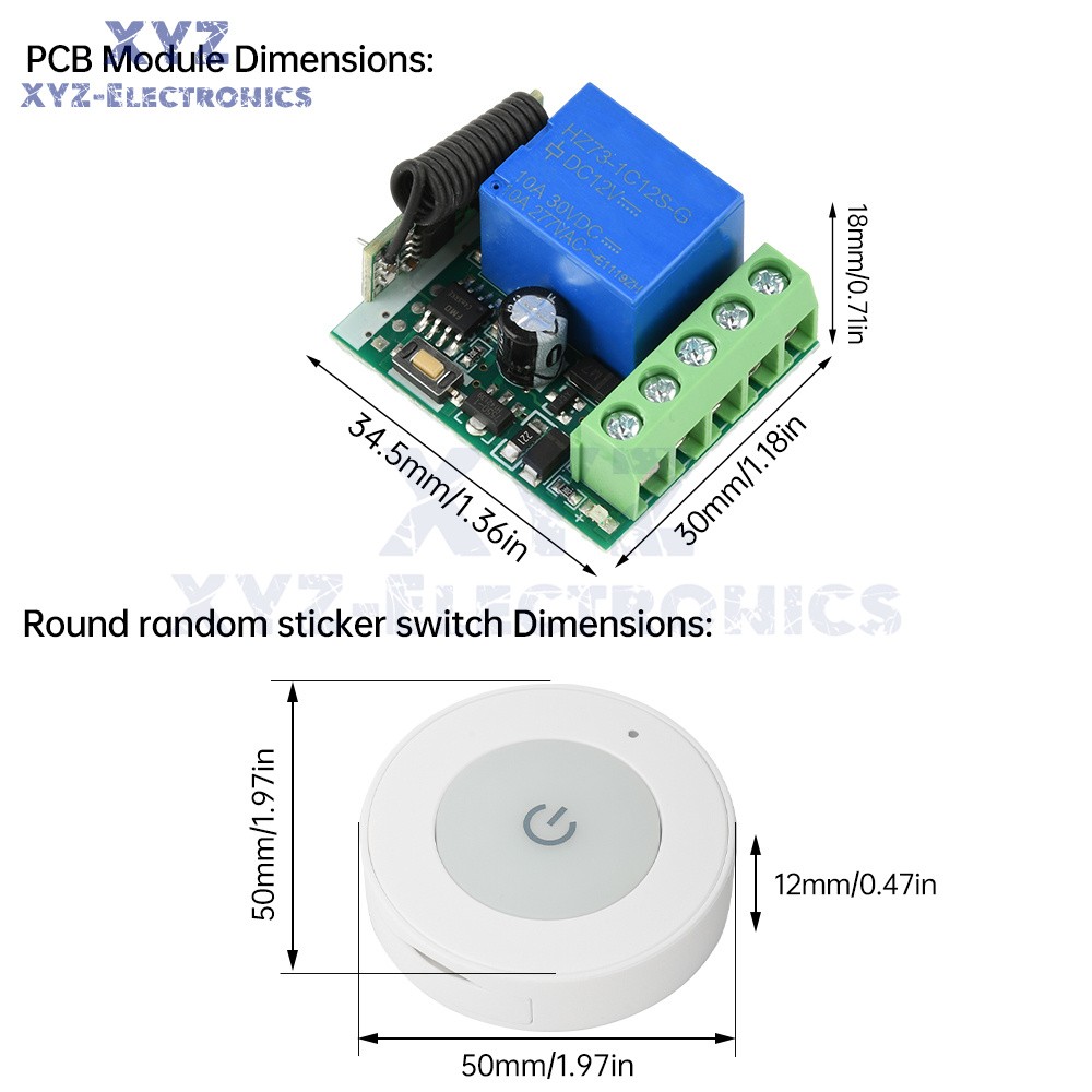 433Mhz Universal Wireless Remote Control Switch DC 12V Receiver Transmitter Set