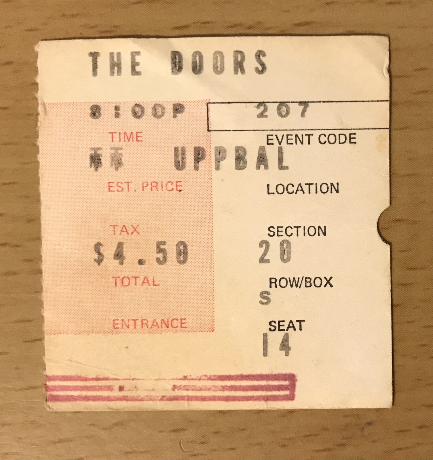 1970 THE DOORS ROADHOUSE BLUES TOUR LONG BEACH CA 2/7 CONCERT TICKET STUB 14