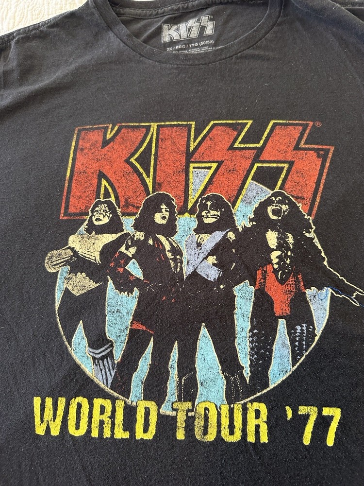 KISS - WORLD TOUR '77 - Black T Shirt - 2XL