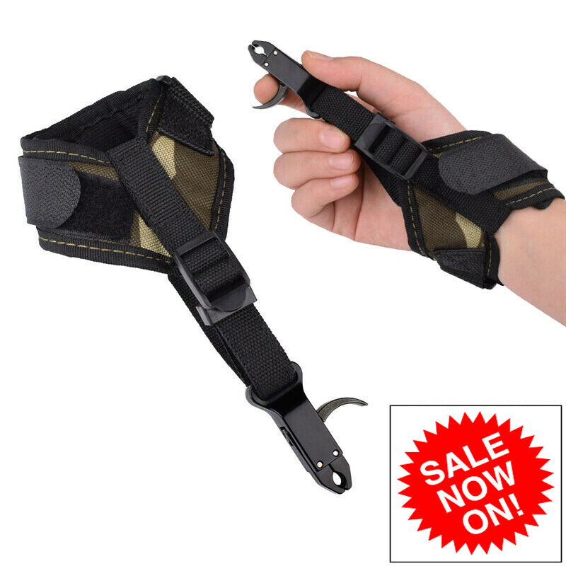 1PCS Release Aid Compound Bow Archery Shooting Trigger Caliper Wrist Strap Blac