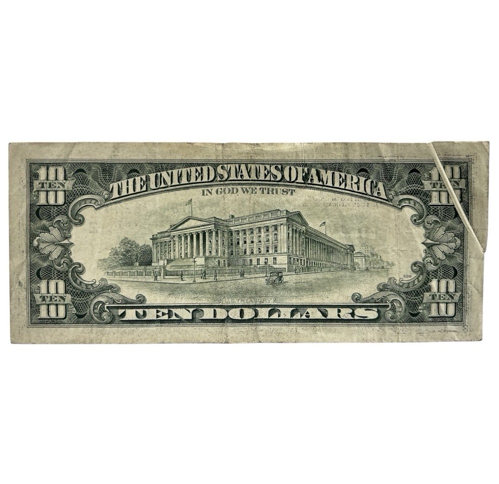 1990 $10 Bill ERROR Federal Reserve Note Printed Corner Fold Error ND06