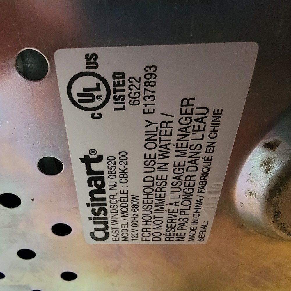 Cuisinart CBK200 Convection Bread Maker - Silver, Works, Read Description