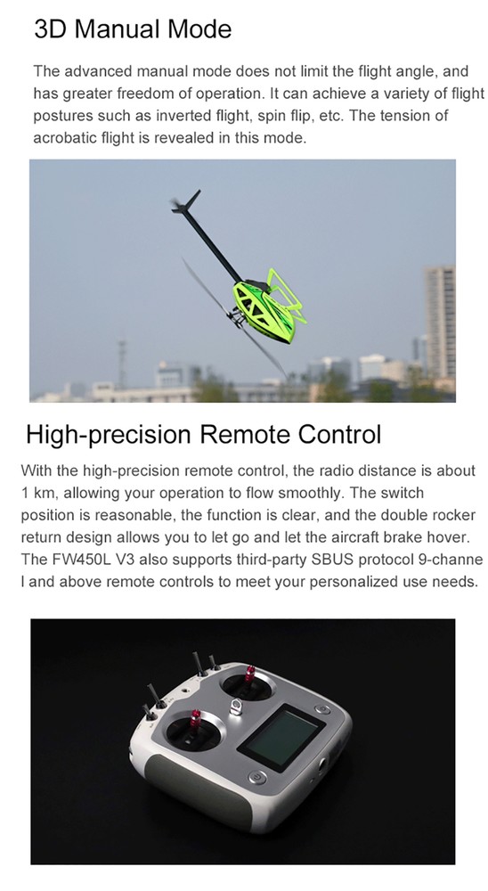 Fly Wing FW450L V3 6CH 3D GPS Automatic Return Hovering Helicopter RTF US Plug