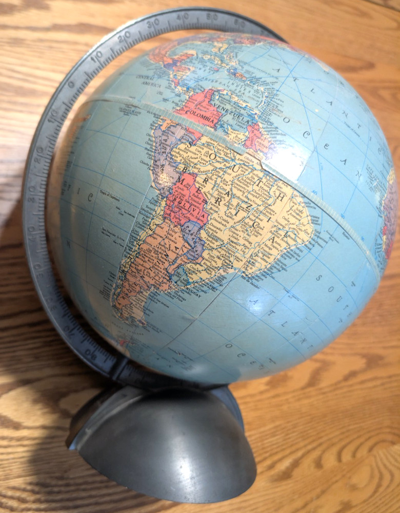 Excellent 1938 10" Replogle Precision Globe (Siam) Art Deco