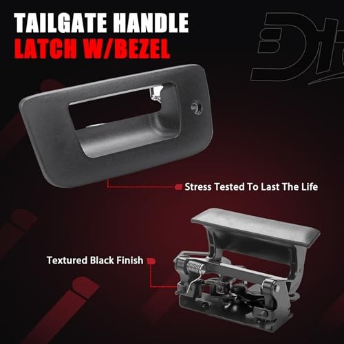 Tailgate Handle, Rear Locking Tailgate Latch Handle Compatible with GMC Black