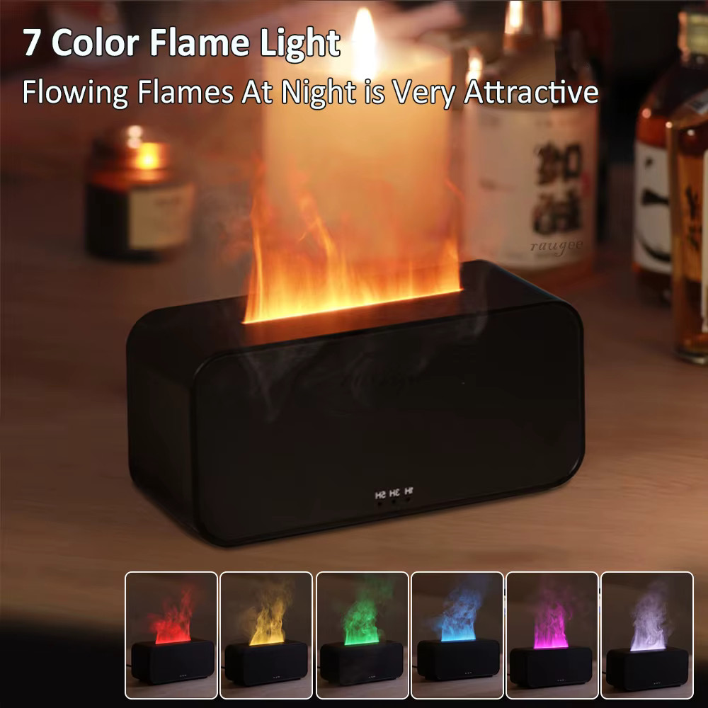 Aroma Diffuser Mini - Real Flame Effect, 7 Color Lights, Oil Humidifier, Remote