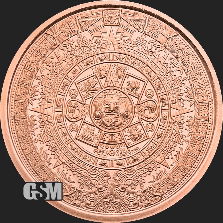 1 Oz. Solid .999 Fine Copper Round - Aztec - Golden State Mint