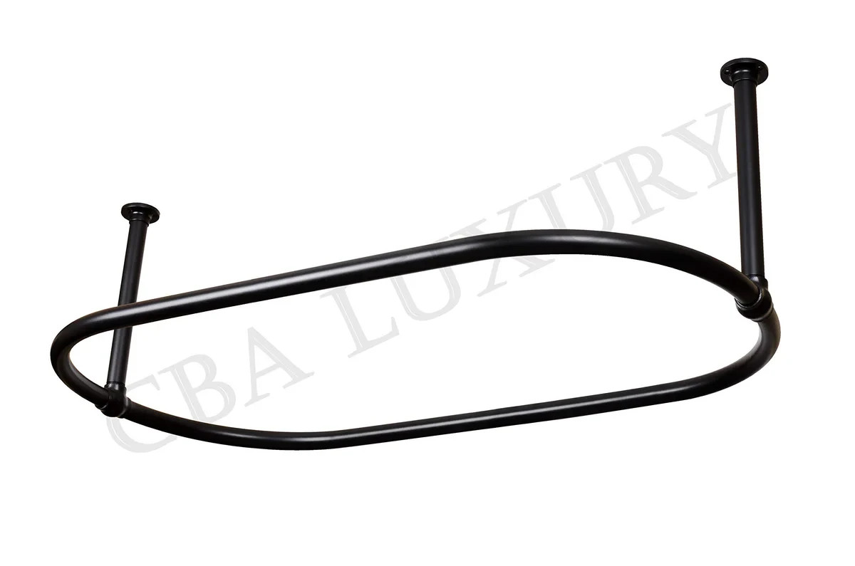 Luxury Oval Ceiling Mounted Shower Curtain Rod 45x25 Inch Matt Black Heavy Duty