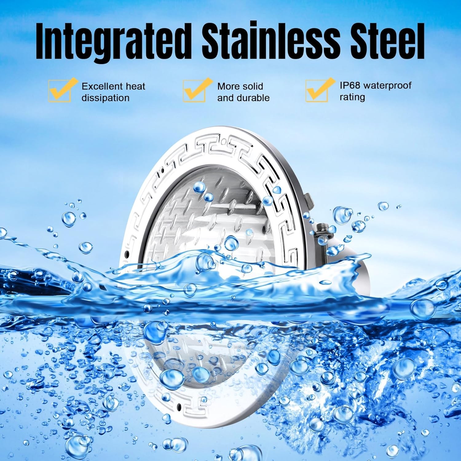120V 10-Inch Waterproof Pool Light for Inground Pools – IP68 Rated 50 FT