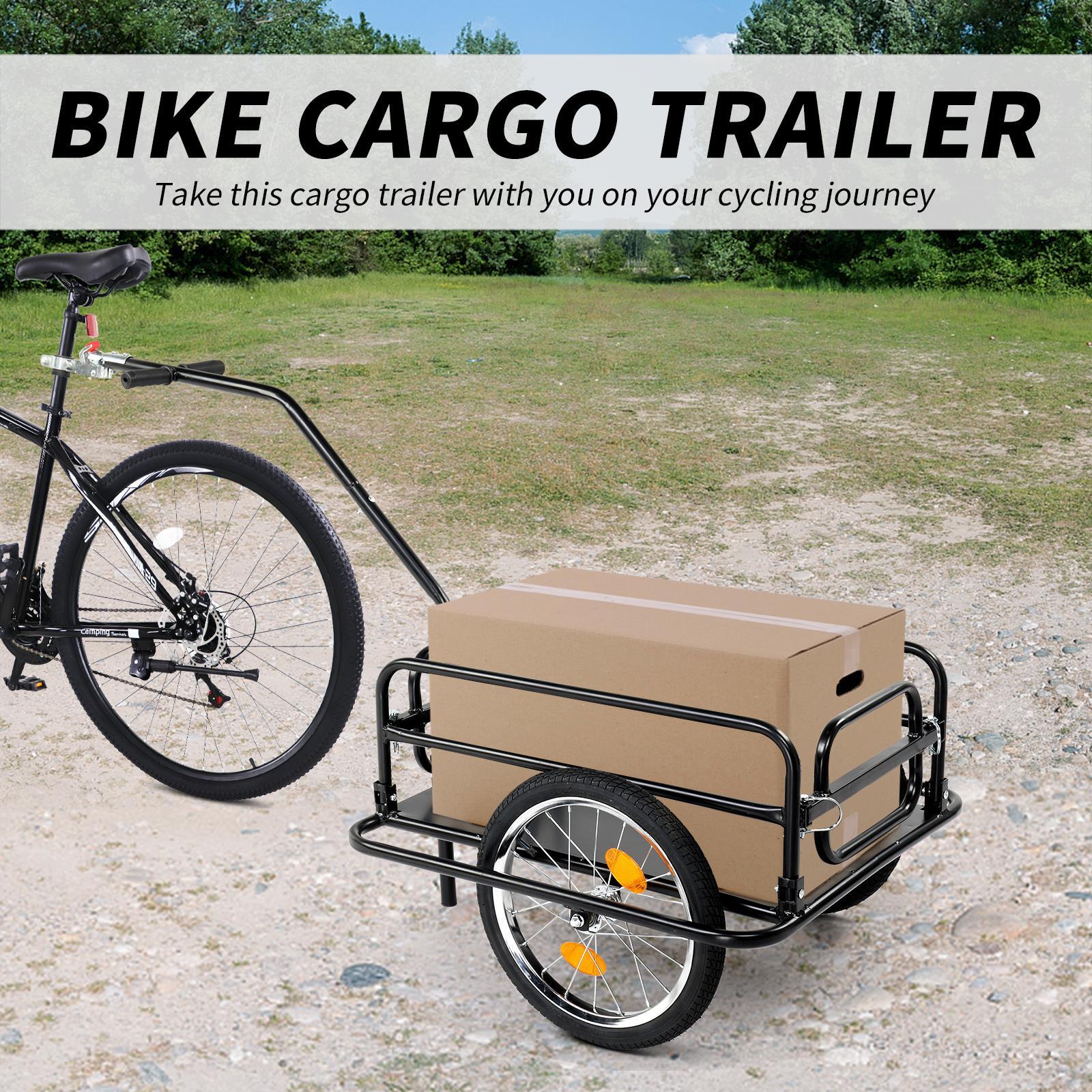 Foldable Steel Frame Bicycle Cargo Trailer Luggage Cart Carrier 180lbs Max Load