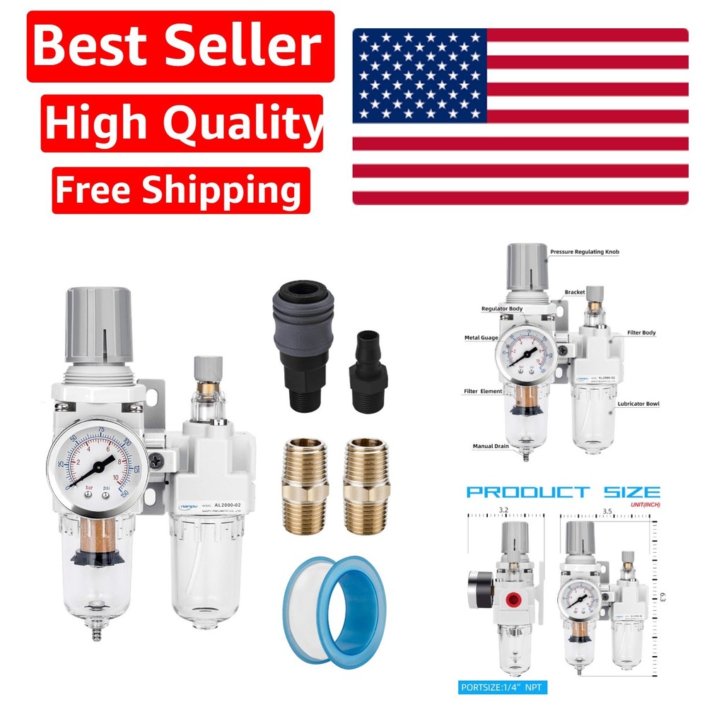 Efficient Compressed Air Lubricator and Filter Regulator with Polycarbonate Bowl