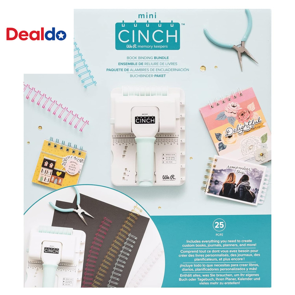 Mini Cinch Bundle Includes Book Binding Machine, 16 Wires, Wire Cutters, and Six