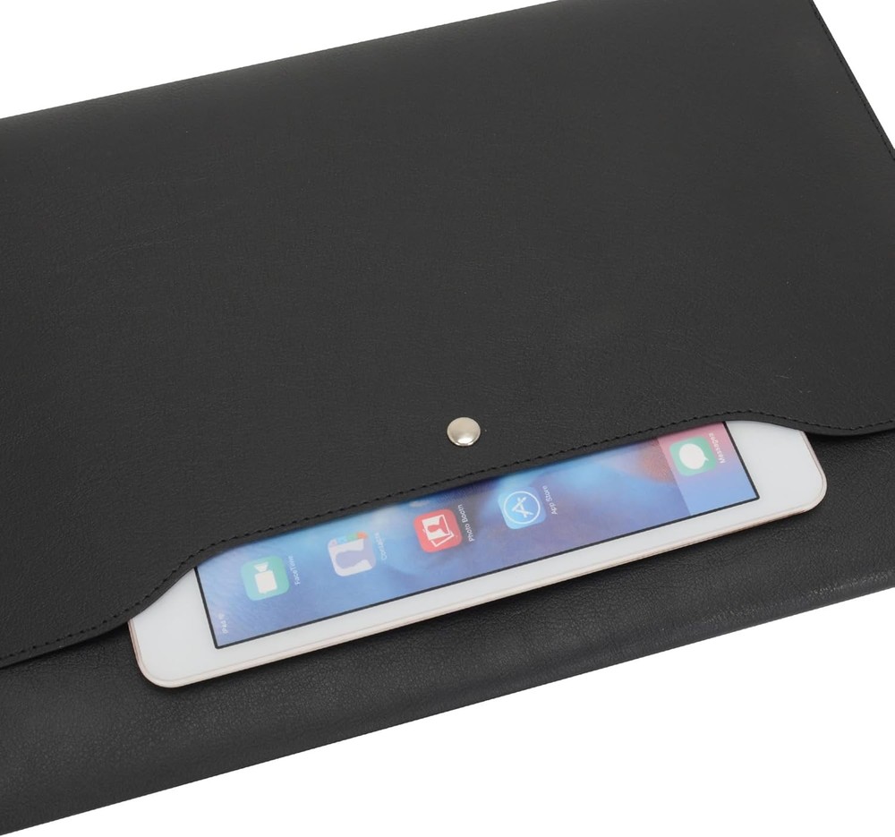 Wonderpool A4 PU Leather Envelope Documents File Portfolio Large A4, Black