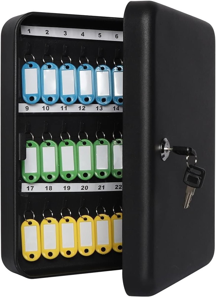 48 Key Hooks & Tags Key Labels Key Lock Box Wall Mount Security Key Storage Box