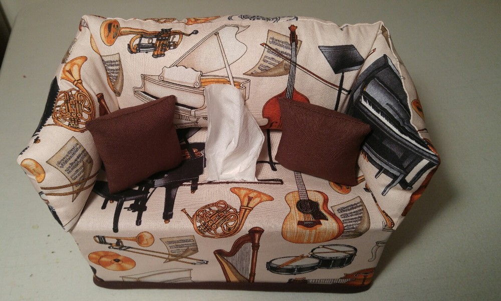 Musical Instruments Tissue Box Cover Handmade
