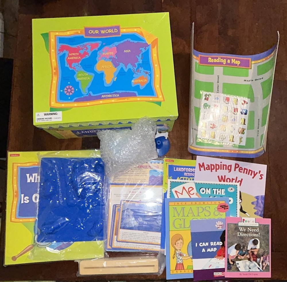 Landforms & Mapping Resource Box Lakeshore Learning Homeschool -Compass +5 Books
