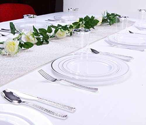 360pcs Silver Plastic Cutlery,Elegant Plastic 360pcs Plastic Sliver Silverware