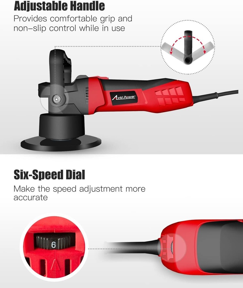 Variable Speed 6-Inch Random Orbital Buffer Polisher - Detailing Made Easy