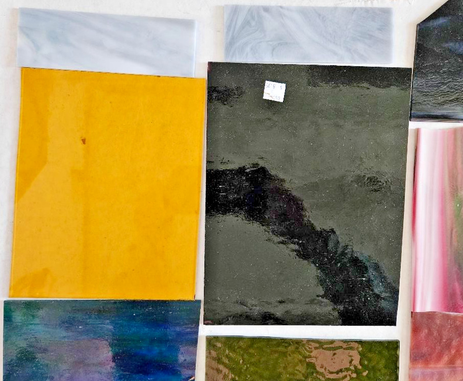 9 & 1/2 Pounds of Assorted Multicolor Stained-Glass Large Scraps/Sheets