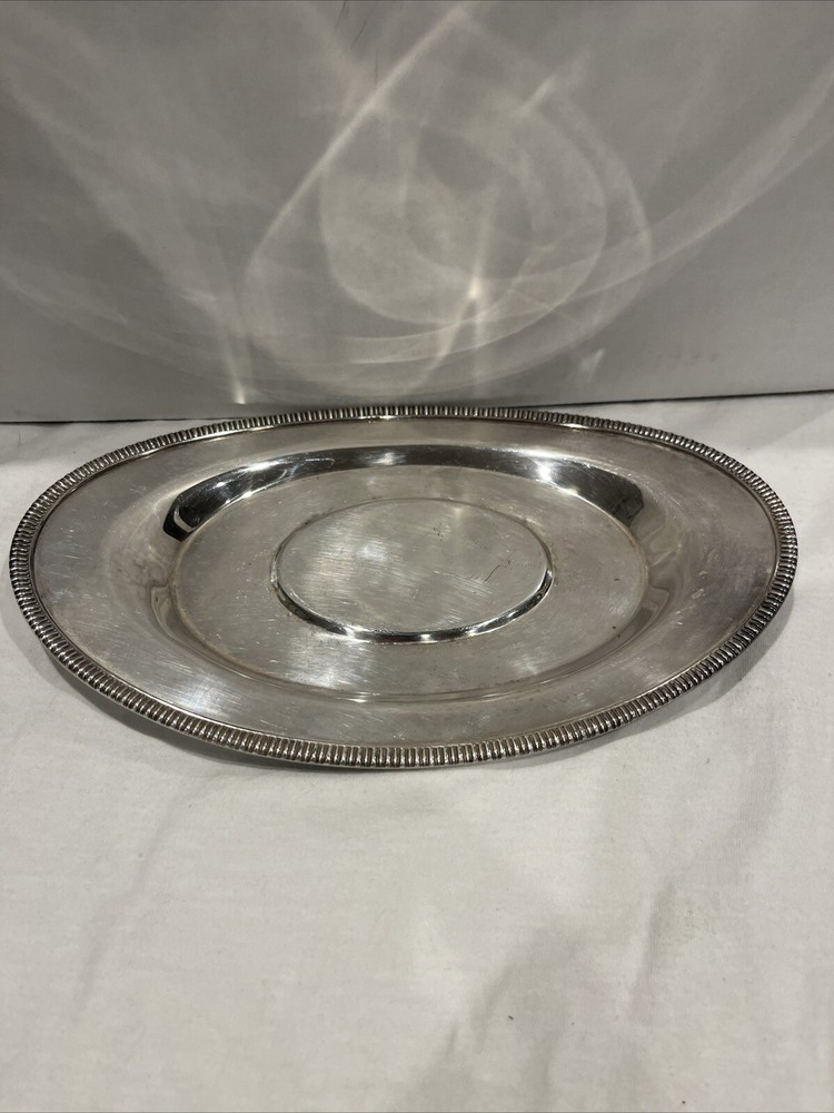 VINTAGE SILVER PLATED CRESCENT SILVER CO OVAL GRAVY BOAT PLATE #3358