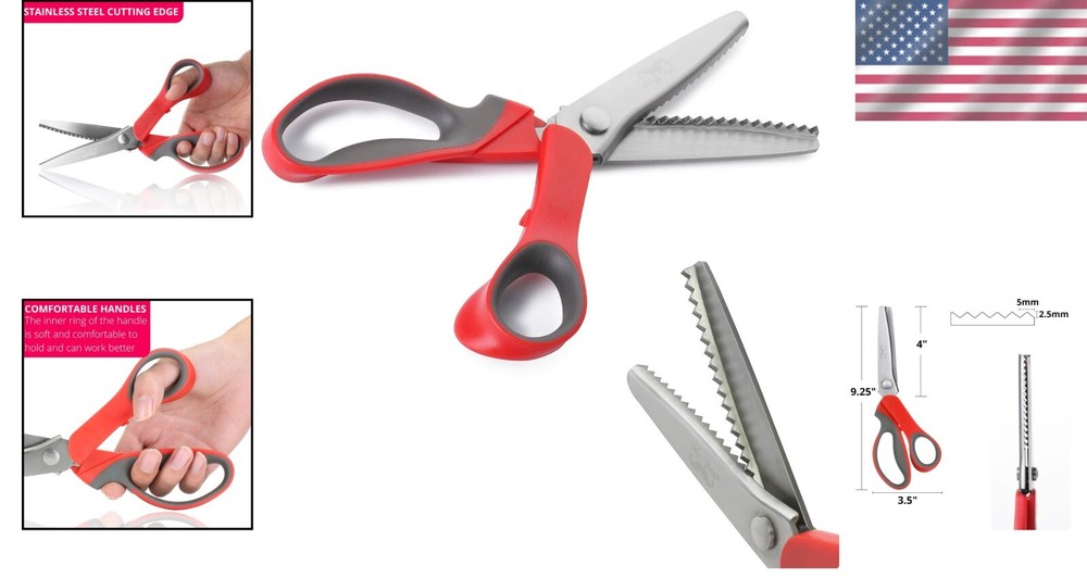Classic Style Pinking Shears with Serrated Edge - Versatile Crafters' Tool