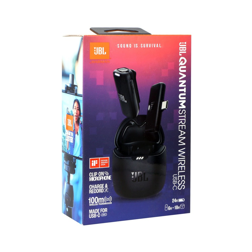JBL Quantum Stream Wireless Clip-On Microphone System for USB-C Devices (2.4 GHz