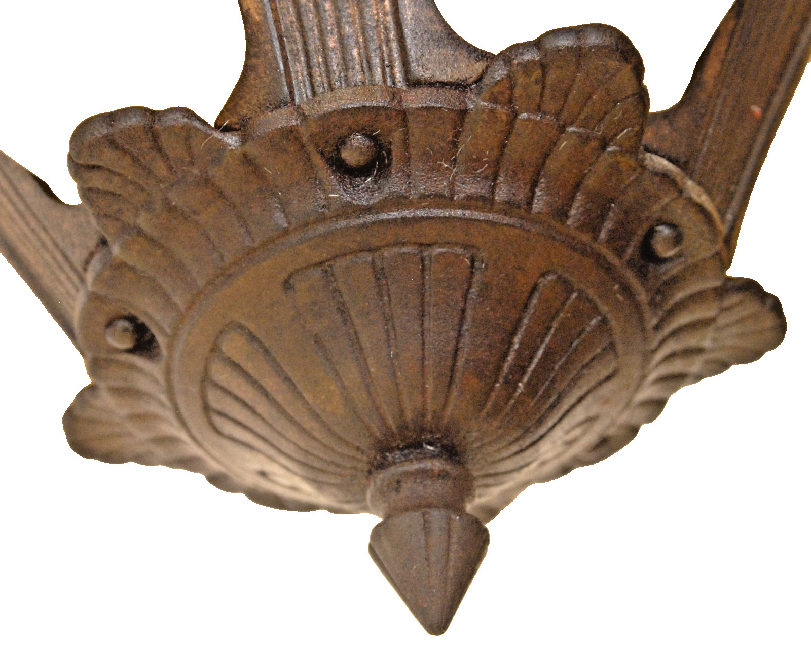 1930's ART DECO FIVE LIGHT SLIP SHADE CHANDELIER HANGING LIGHT GREAT PRICE!