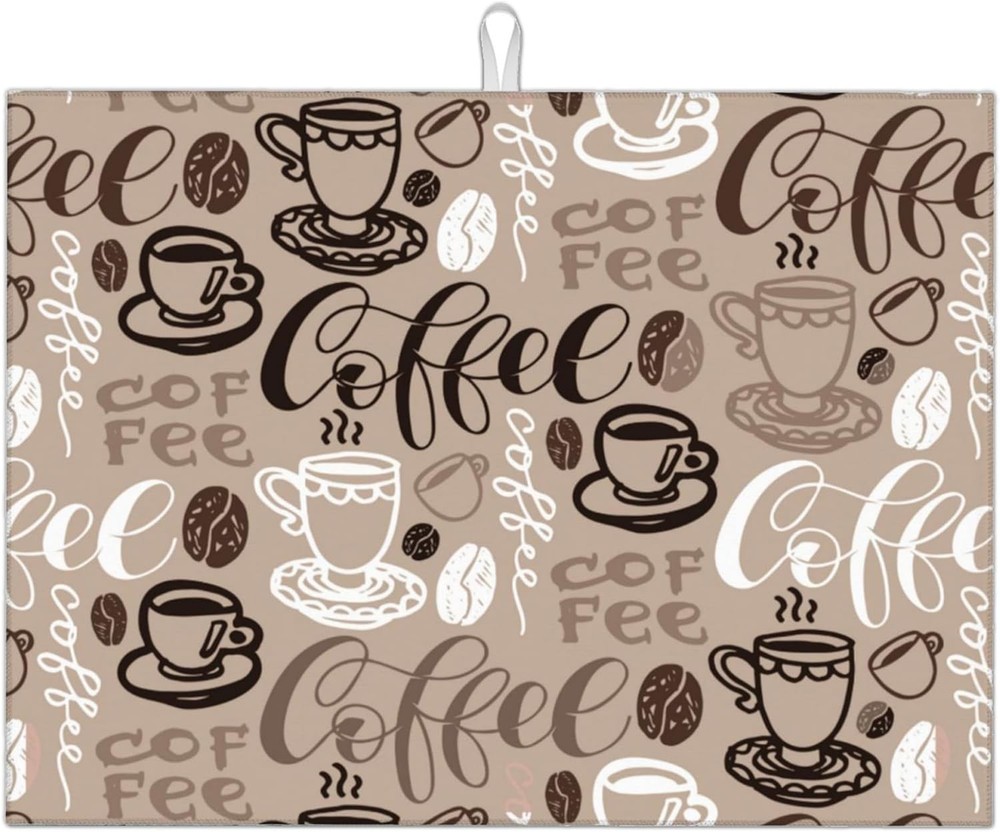Coffee Dish Drying Mat for Kitchen Counter Microfiber Absorbent Dish