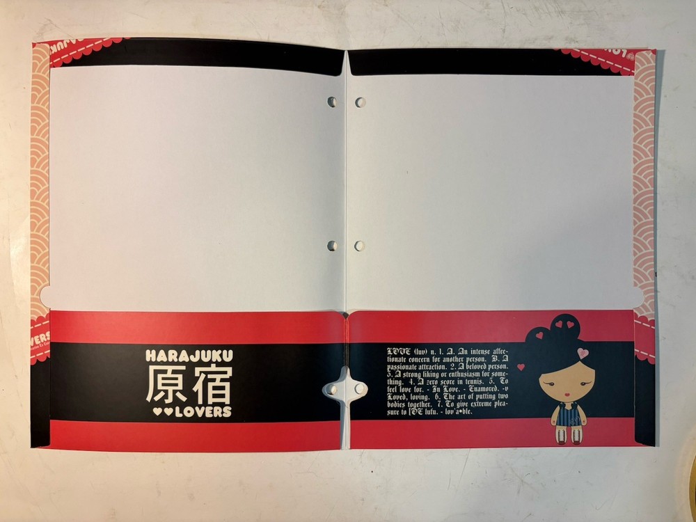 3 Harajuku Lovers Two Pocket Folder ~ Prep School.