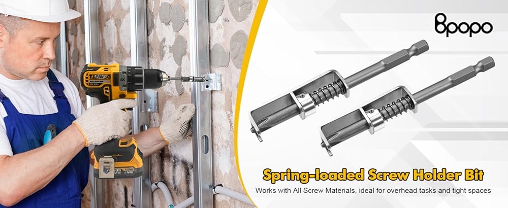 Spring-loaded Screw Holder Bit, Anti-drop Screwdriver Bit, Single-Hand