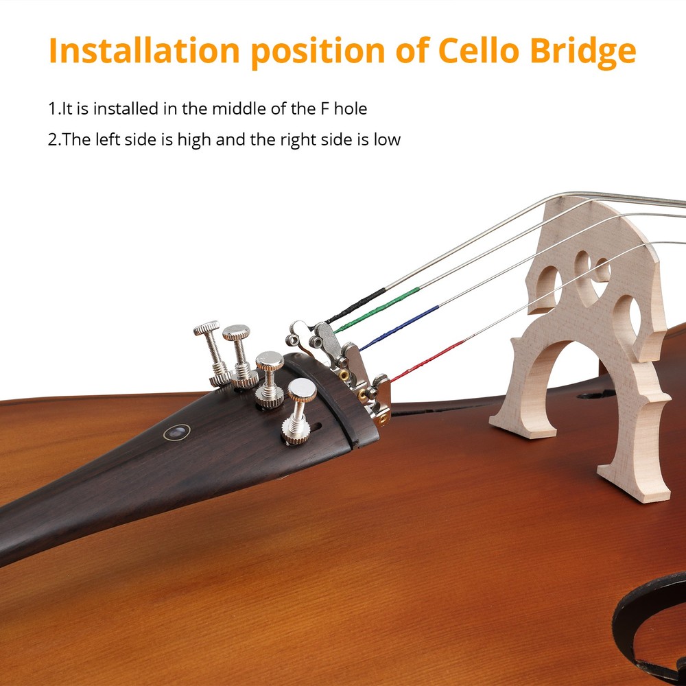 Full Side 4/4 Matte Spruce Panel Cello with Bag Bow Rosin Bridge Strings