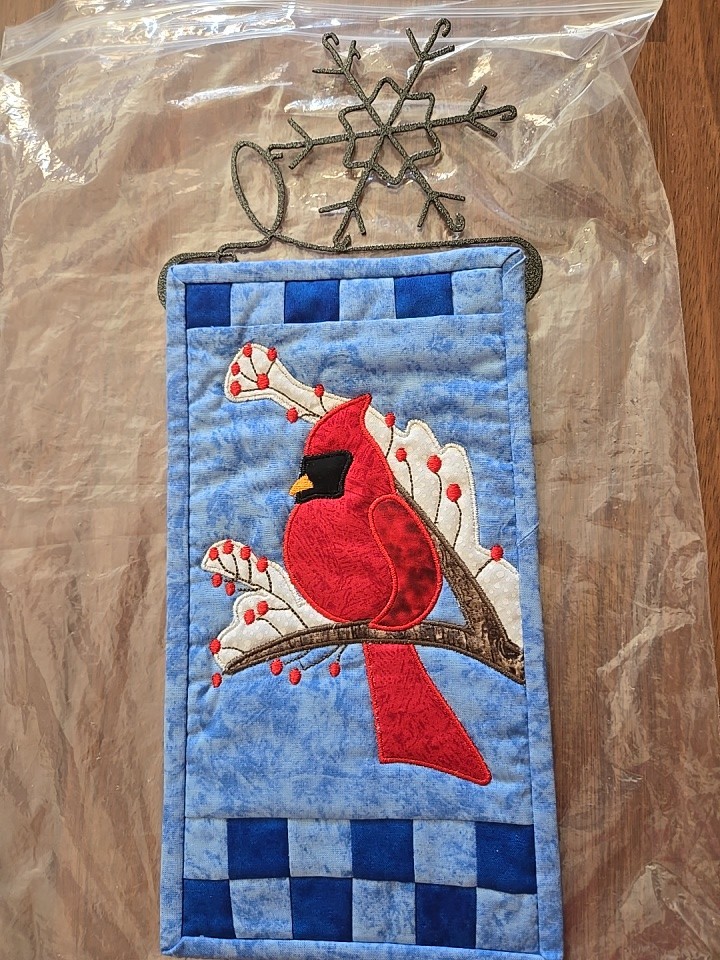 Winter Cardinal with Hanger small wall hanging