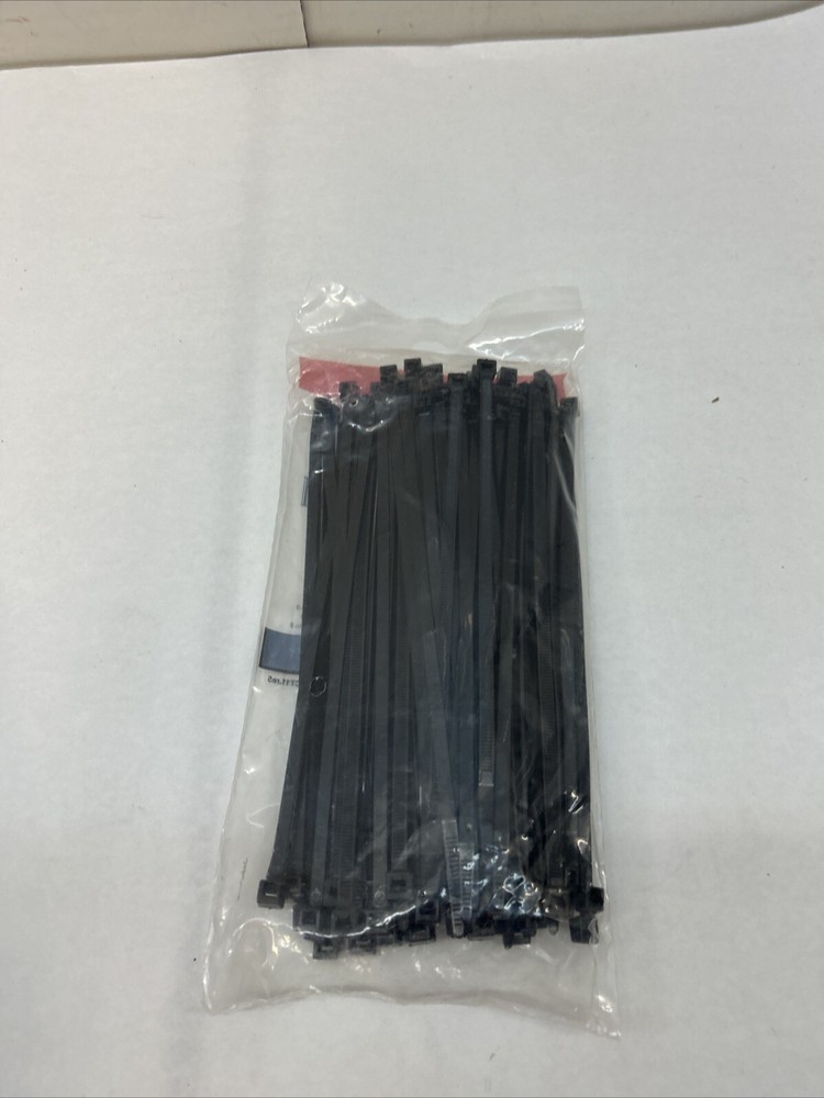 Cable Tie, 7.5" Black Weatherproof 1-7/8" Max Bundle 100/Pk