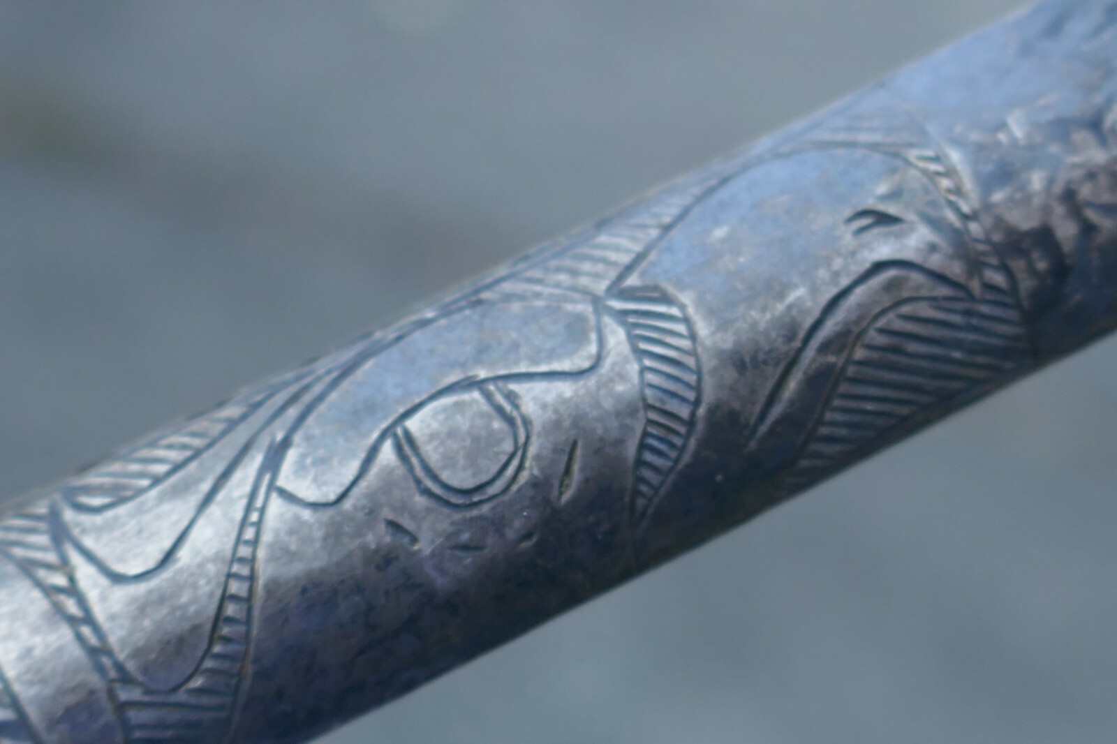 Rare Antique (Tlingit) Native Hand Carved silver Salad Set c:1900 Trade item