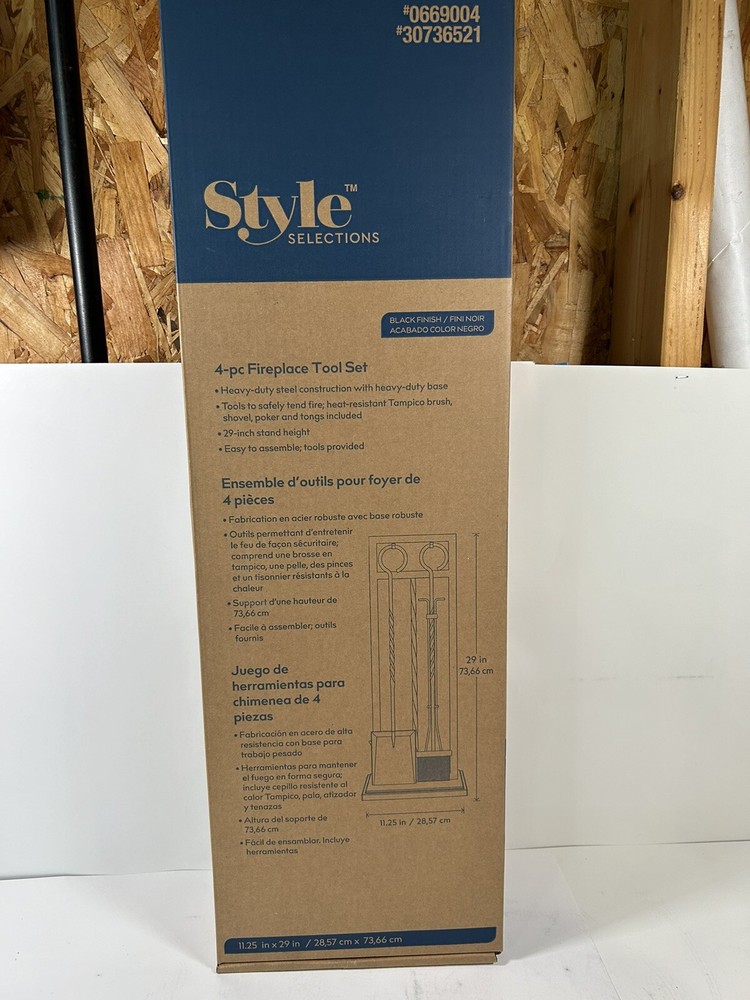 Style Selections Premium 4-PC Steel Fireplace Tool Set