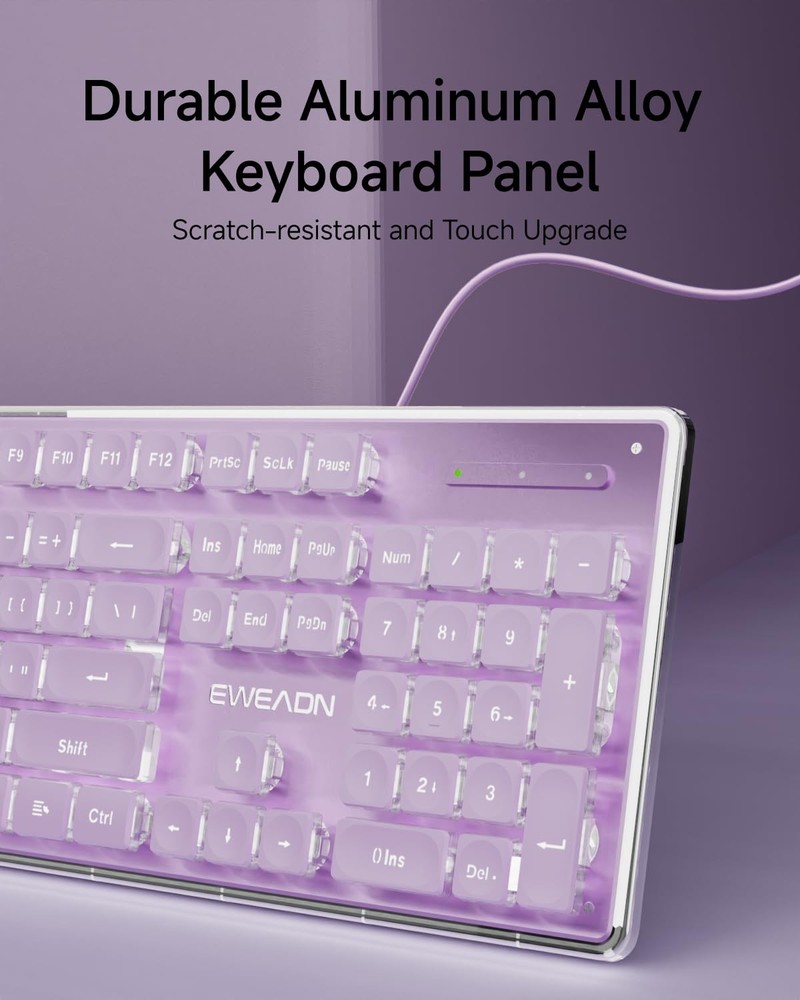 EWEADN GX710S Backlit Computer Keyboards, Wired USB Keyboard with White Backl...