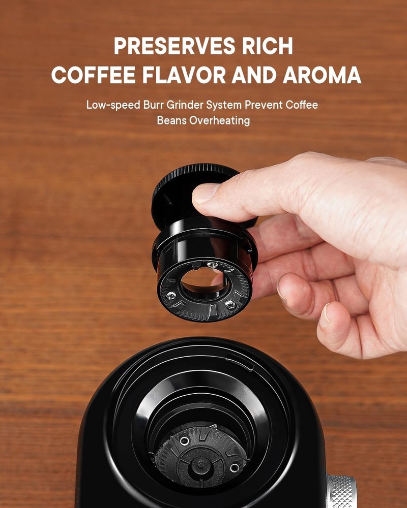 Electric coffee grinder with 16 adjustable precision grinding settings