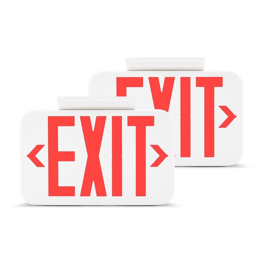Amazon Basics LED Emergency Exit Sign, Double Face, Fire Resistant, UL Certified