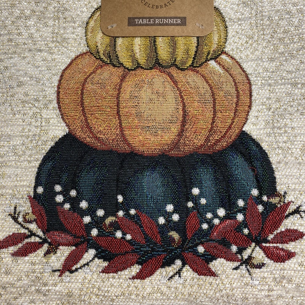 Tapestry Table Runner Fall Grateful 13x72 Lined New