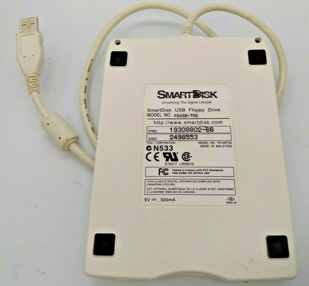 SMART DISK Model FDUSB-TM2 3.5" external Floppy Disk Drive Free shipping