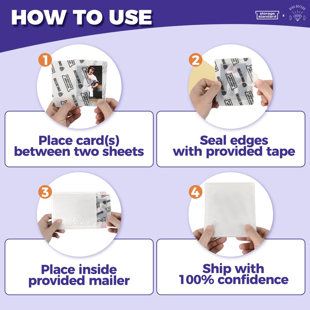 Ding Defend 3.5" x 4.5" Card Shipping Protector Envelopes Bubble Mailer Kit