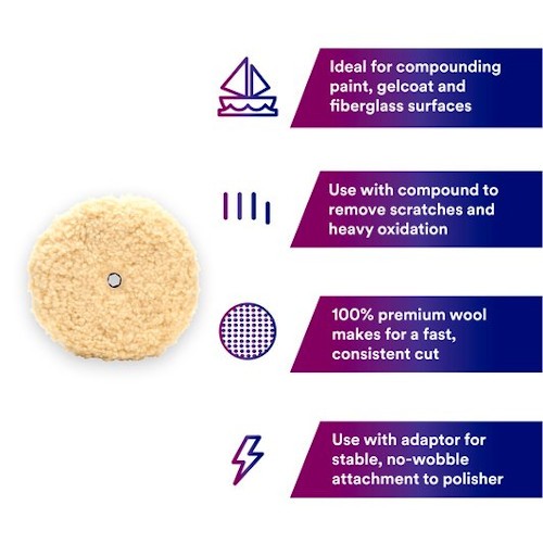 3M 05753 Perfect-It Double-Sided Compound Pad, 9 Inch Wool, Quick Connect