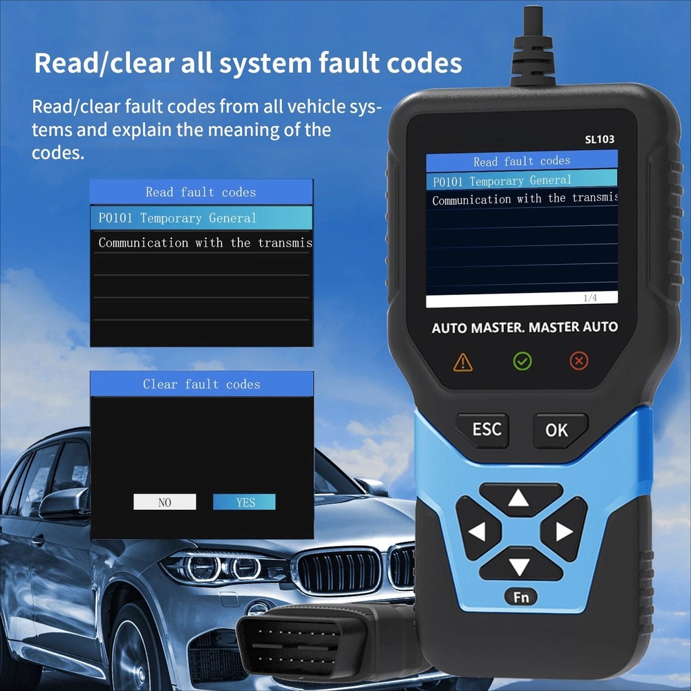 Full System OBD2 Diagnostic Scanner Code Reader - CEL Reset & Battery Test Tool