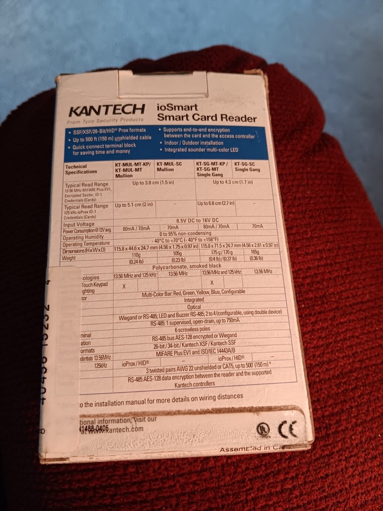 KANTECH KT-MUL-SC ioSmart Card Mullion Card Reader-