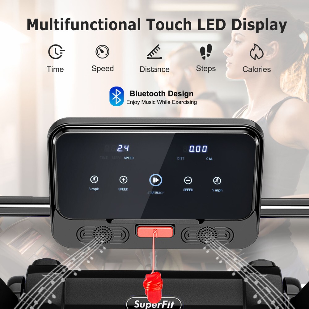 Costway Folding 2.25HP Electric Treadmill Running Machine APP Control Bluetooth