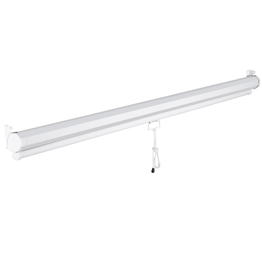72" 4:3 HD Manual Pull Down Projector Screen Self-Locking for Home Theater White